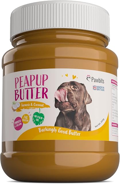 Turmeric Peanut Butter for Dogs - 350G 100% A Golden Paste of Natural Pure Protein Dog & Puppy Treat - UK Made with No Added Oil, Sugar, Salt, or Xylitol
