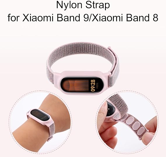 Strap Compatible with Xiaomi Band 9/Xiaomi Band 8, Elastic Nylon Sport Replacement Band for Xiaomi Band 9/Xiaomi Band 8 Smart Watch Strap, Women Men Bracelet