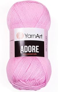 1 Skein YarnArt Adore, Antipilling Yarn, 100% Antipilling Acrlylic, 100 g (3.5 oz), 280 m (306 yd), 3 : Light-DK, Baby Pink - 338