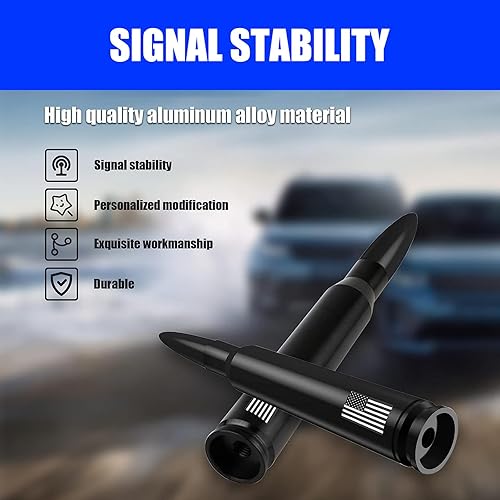 Miniatura 3 de gunhunt 1 PC Diseño de Bandera Americana Antena para Coche y Camión, Antena de Bala para Coche y Camión, Diseño Antirrobo Mejora la Señal Reemplazo