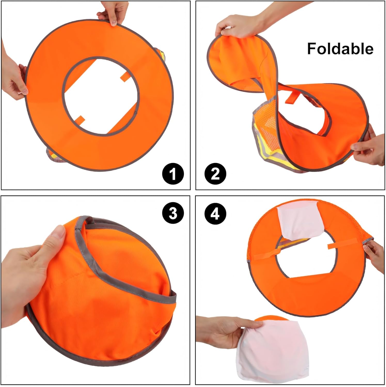 TOPTIE Hard Hat Sun Shield, Full Brim Mesh Neck Sun-Shade with Visor for Hardhats, High Visibility and Reflective