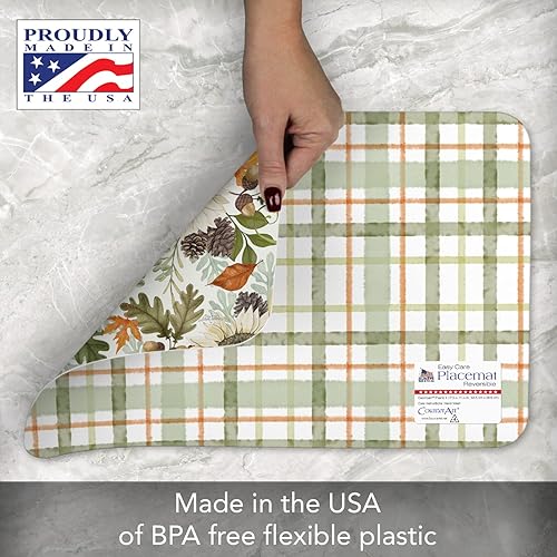 Miniatura 4 de Wipe-Clean - Juego de 2 manteles individuales reversibles de Decofoam de granja, fabricados en los Estados Unidos