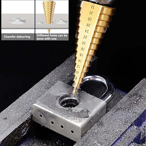 Miniatura 7 de Tworider Juego de brocas de acero de alta velocidad (métrico 0.157-0.472 in, 0.157-0.787 in y 0.157-1.260 in) Brocas de metal cono para plástico,