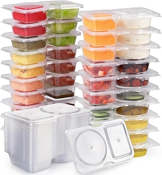 Pure Future Reusable Double Compartment Snack Containers with Lids