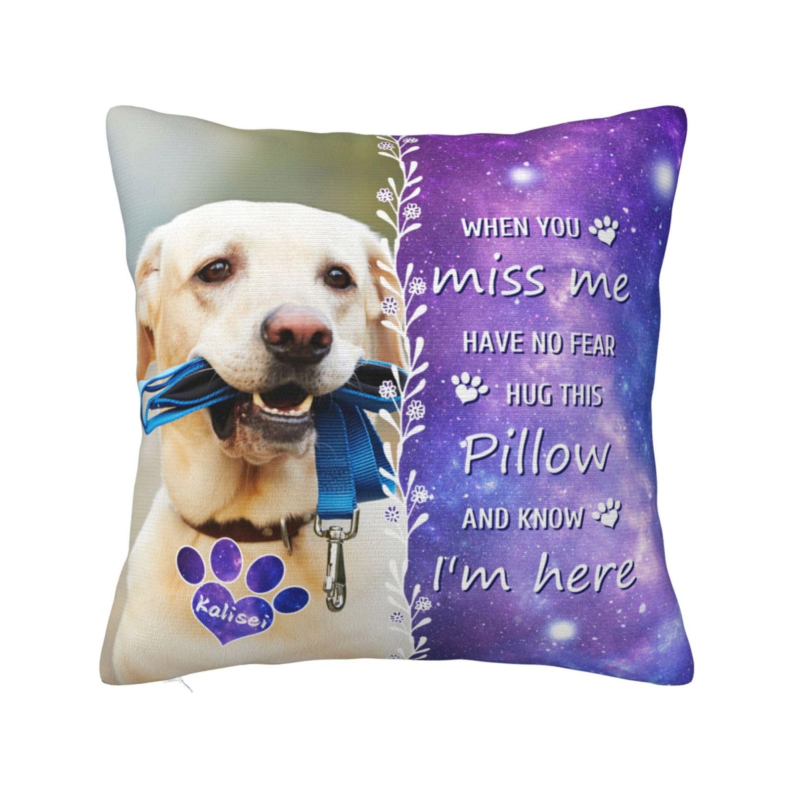 ALICESER Personalized Pet Memorial Throw Pillow, Loss of Dog Sympathy Gift, Custom Cat & Dog Pillowcase with Photo Text, Pet Loss Gifts Sympathy Gift for Pet Owners Parents (Style 3)