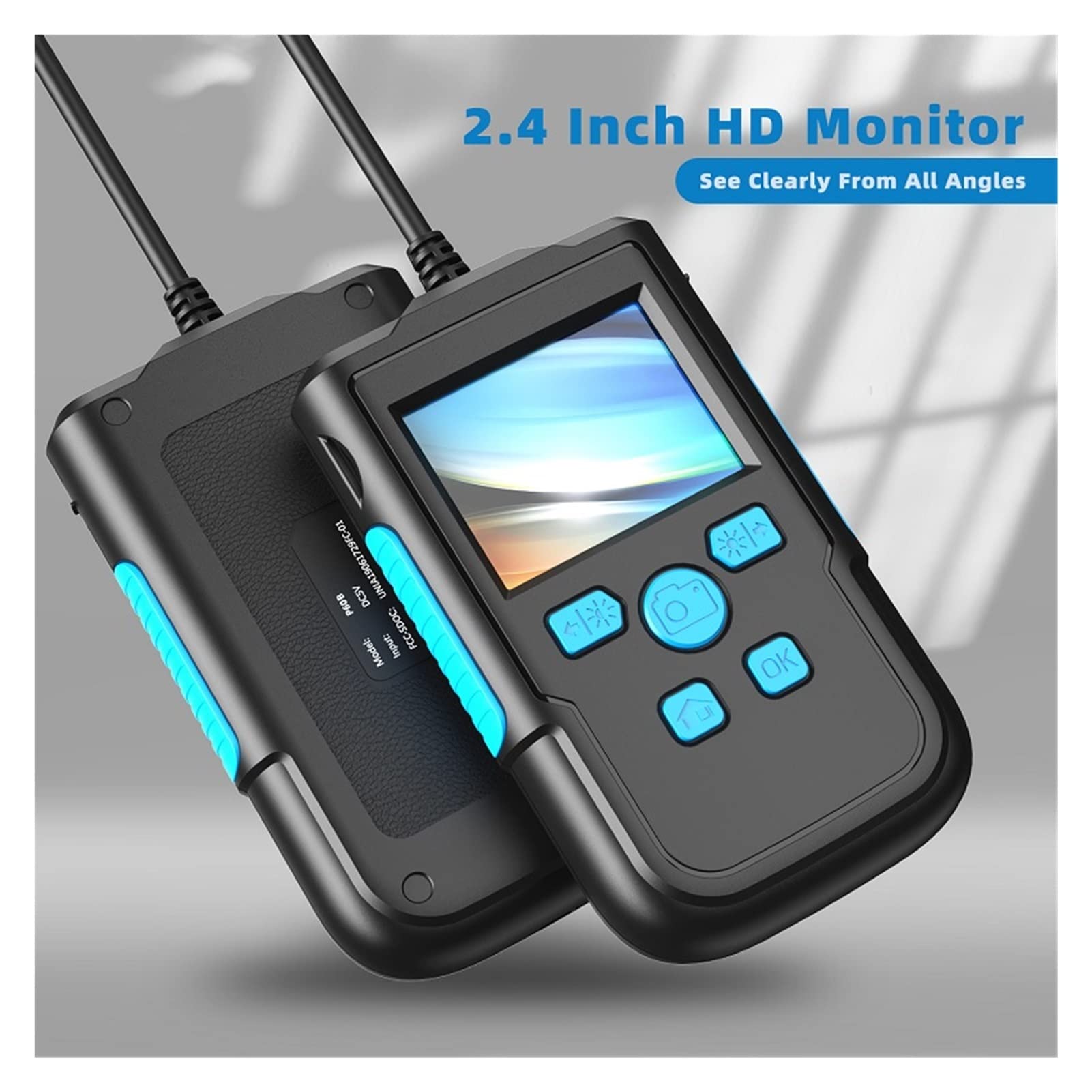Videocamera Endoscopio industriale P60 Schermo 2.4 '' HD1080P 2. 0MP Telecamera Hispheld Ispezione BoresCope Cavo rigido impermeabile 2600mAh(5m,P60B 5.5MM Lens)