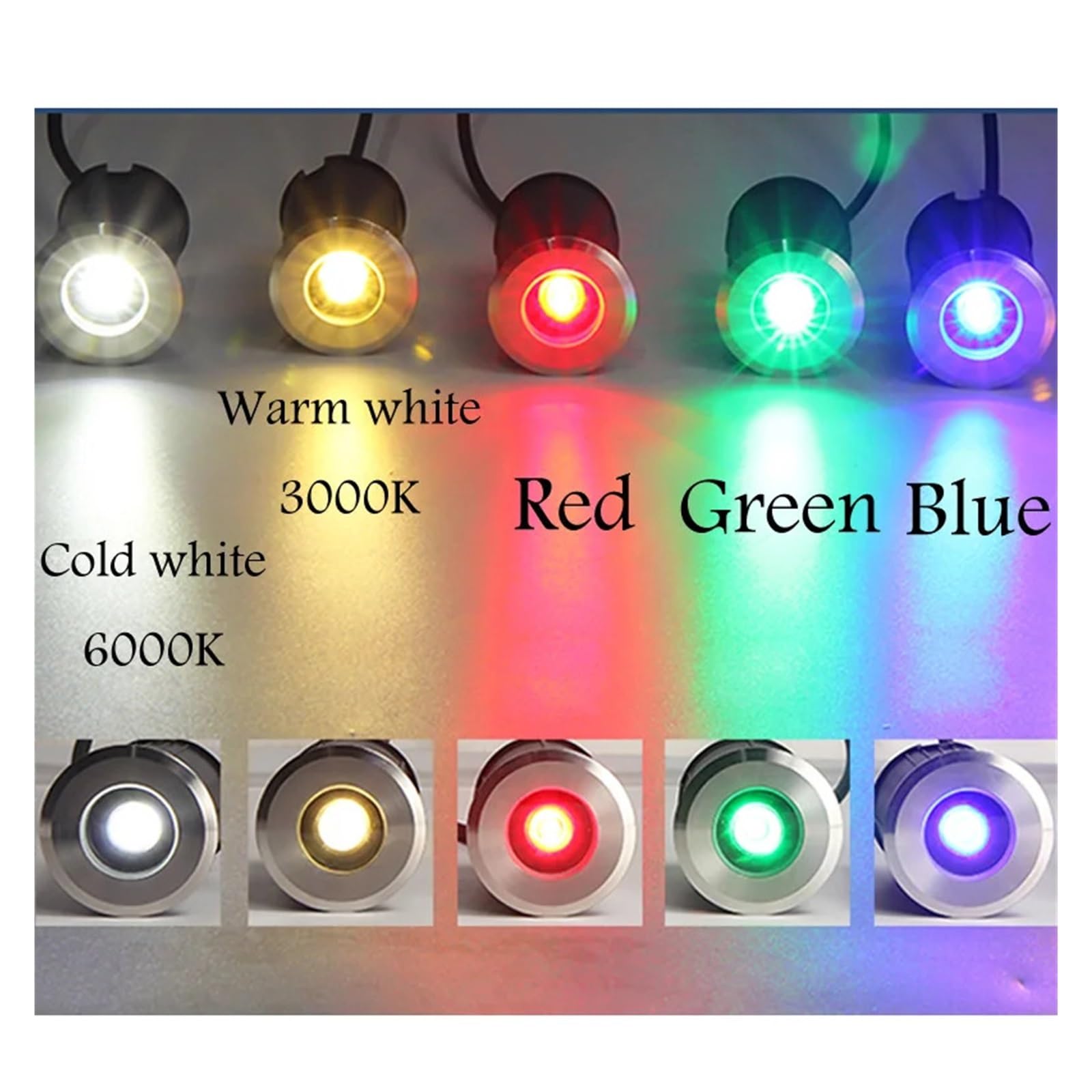 Wodoszczelna lampa podziemna LED 1 W, 3 W, do użytku na zewnątrz, do ogrodu, ścieżki, podłoża, zakopane podwórko, punkt, krajobraz, IP68, DC 12 V, AC 220 V, 110 V (zielona, 3 W, DC 12 V, 52