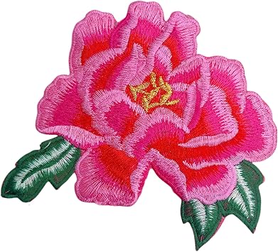 Flower Iron On Patches, Rose Embroidered Patch,Vintage On Applique Patches for Jackets, Clothing, Dress, Jeans, Hat, Backpacks, Clothes Pink