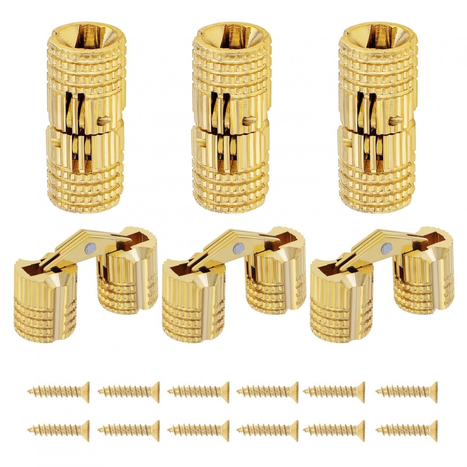 Wbtajzhy One Color Barrel Hinges 8Mm 6-12Pcs Hidden Brass For Jewelry Box Cabinet Doors 180 Degree Open(6Pcs)