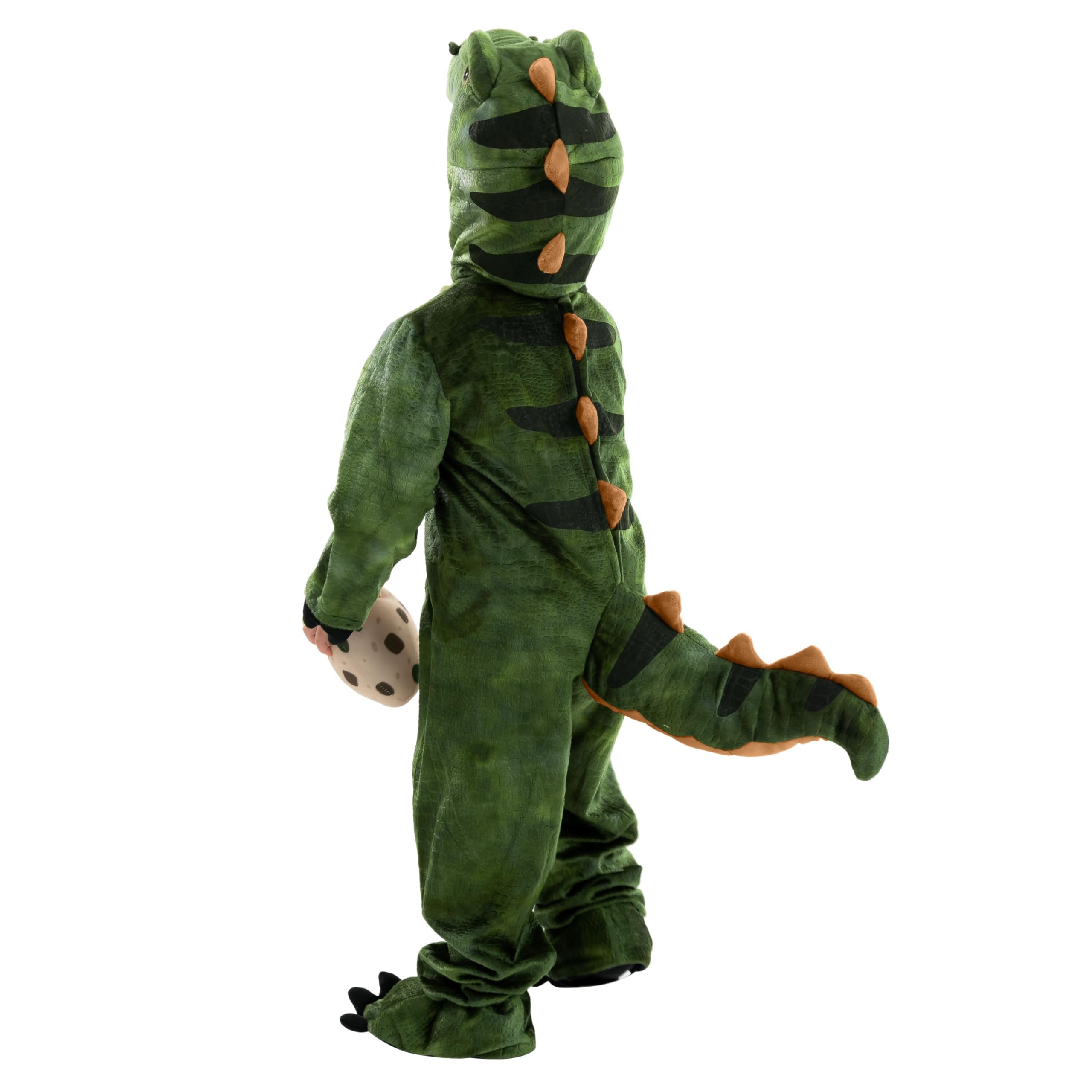 Spooktacular Creations Dziecięcy realistyczny kostium T-rex, kombinezon dinozaura z zabawkowym jajkiem, dla chłopców, Halloween, przebranie na imprezę