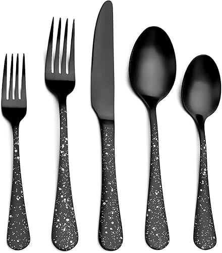 O.C.E. Juego de cubiertos de acero inoxidable mate, juego de cubiertos de 20 piezas para 4 personas, acabado satinado, apto para lavavajillas