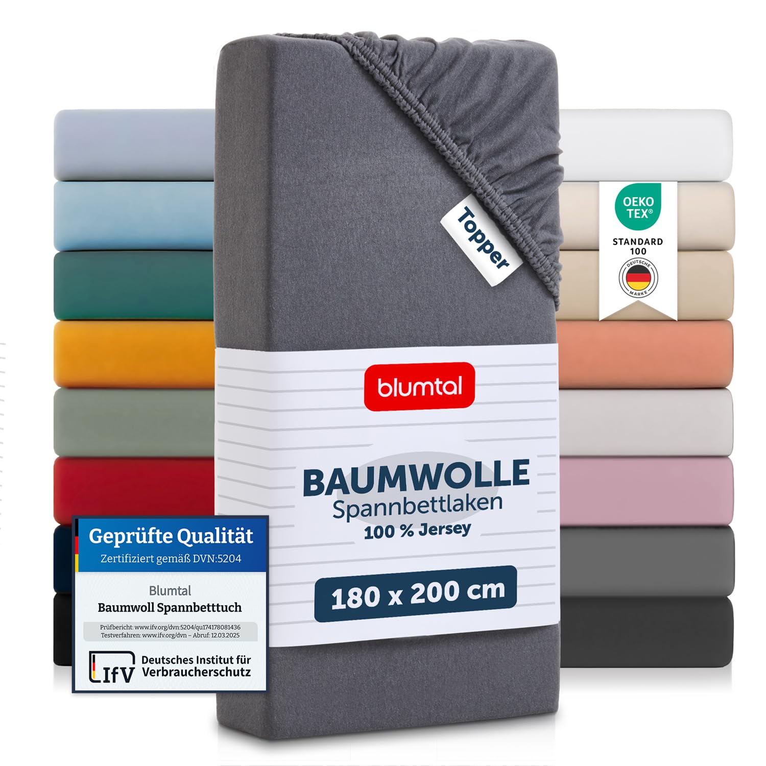 Blumtal® Basics Spannbettlaken Jersey - Bettlaken aus 100% Baumwolle - Oeko-TEX zertifiziertes Spannbettlaken