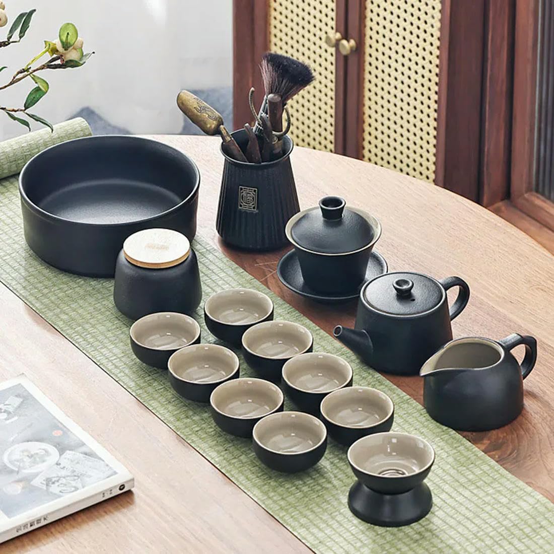 Chiński podróżny zestaw do herbaty Gaiwan przenośny zaparzacz ceremonia ceramiczne zestawy do herbaty filiżanka kompletne narzędzia prezent herbata kuchnia podgrzewacz