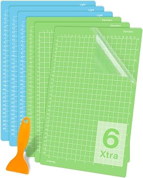 Gwybkq Cutting Mat, Compatible With Cricut Joy Xtra 12x8.5in 6 Pack Variety Adhesive Standard & Light Grip Reusable Craft Cutting Mats Sticky Accessories Replacement for Cutter
