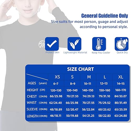 Miniatura 7 de MEETWEE Camiseta de protección solar UPF 50+ de manga larga para niños, camiseta de natación para jóvenes, SPF de secado rápido, trajes de baño