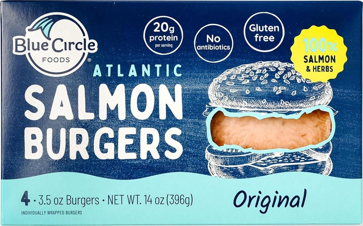 Blue Circle Foods – Atlanic Salmon Burger, Original (Frozen)