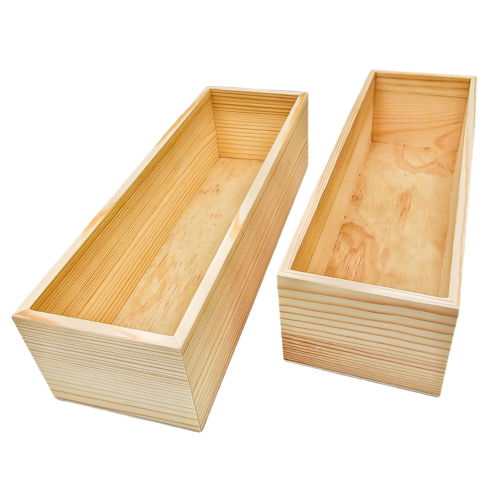 Anktily 2 Pack Unfinished Wooden Craft Storage Organiser Boxes, 11.8 x 4 x 3 inch Rectangle Wood Box, Rustic Natural Wood Container Box for Home Venue Decor