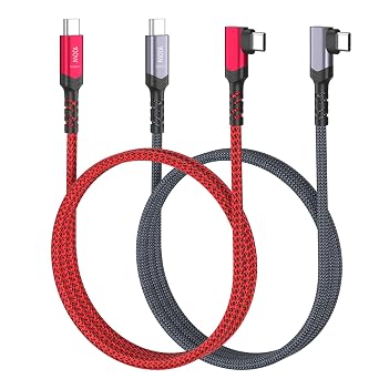 Right Angle USB C Cable 3ft, 100W 10Gbps USB-C to USB-C 3.1 Gen2 PD Fast Charging Short Cord 4K Display for MacBook Docking Station SSD iPhone 17 16 15 Galaxy S25 Type-C Device, 2Pack