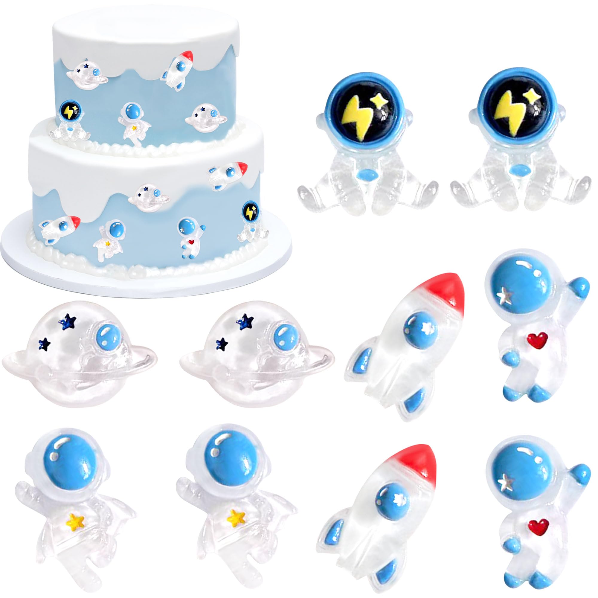 Cyodoos 25Pcs Outer Space Cupcake Toppers Space Astronaut Cupcake Picks Rocket Planet Trip to the Outer Space Themed Kids Children Party Supplies