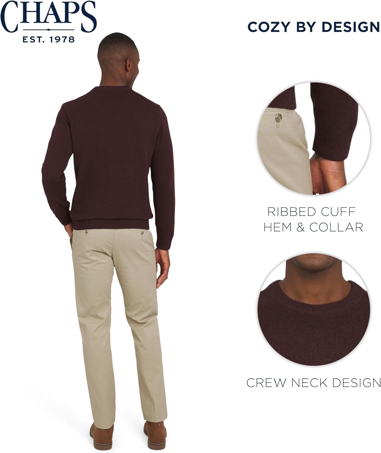 Chaps Men's Classic Fit Long Sleeve Cotton Jersey Midweight Crewneck Sweater (S-XXL) - Image 4