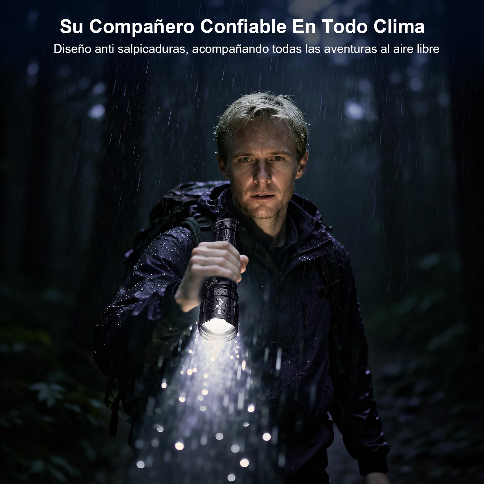 Shadowhawk 2-En-1 Linterna LED Alta Potencia Interruptor Doble 1000000 LM | Ajustar Del Brillo,Linterna Super Potente,Hasta 1000m,Luz Linterna UV para Camping/Emergencias/Detección De Orina De Mascotas
