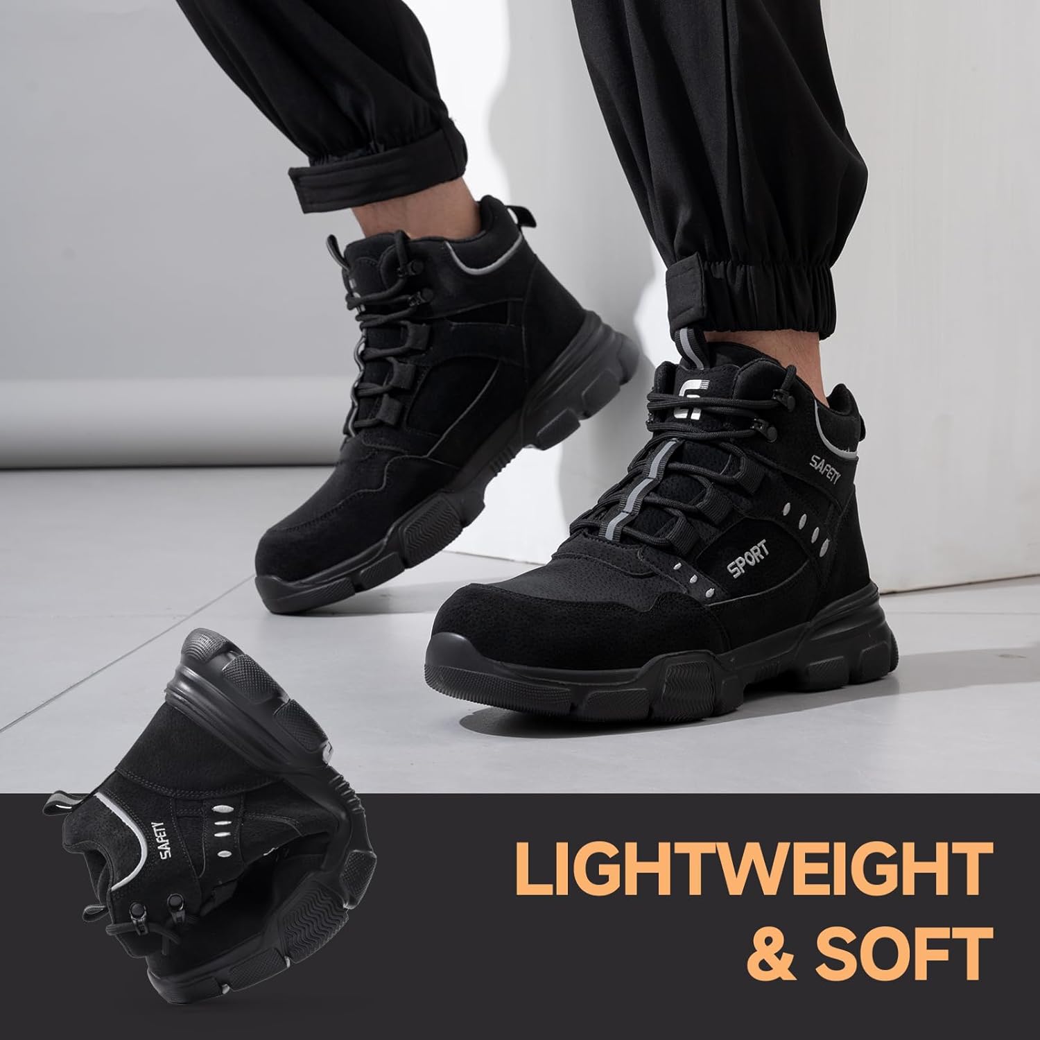 Steel Toe Boots for Men Lightweight Work Boots for Men High Top Safety Boot with Kevlar Puncture-Resistant Midsole Comfortable Industrial Work Shoes Splash-Proof Botas De Trabajo para Hombre - Image 5