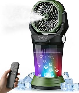 Portable Misting Fan with Remote, 2L Water Tank & 2 Spray Modes, 30000mAh Rechargeable Outdoor Cooling Fan, 4 Wind Speeds, 3 Timers, 120° Oscillation, RGB Lights & Flashlight for Camping Beach Patio