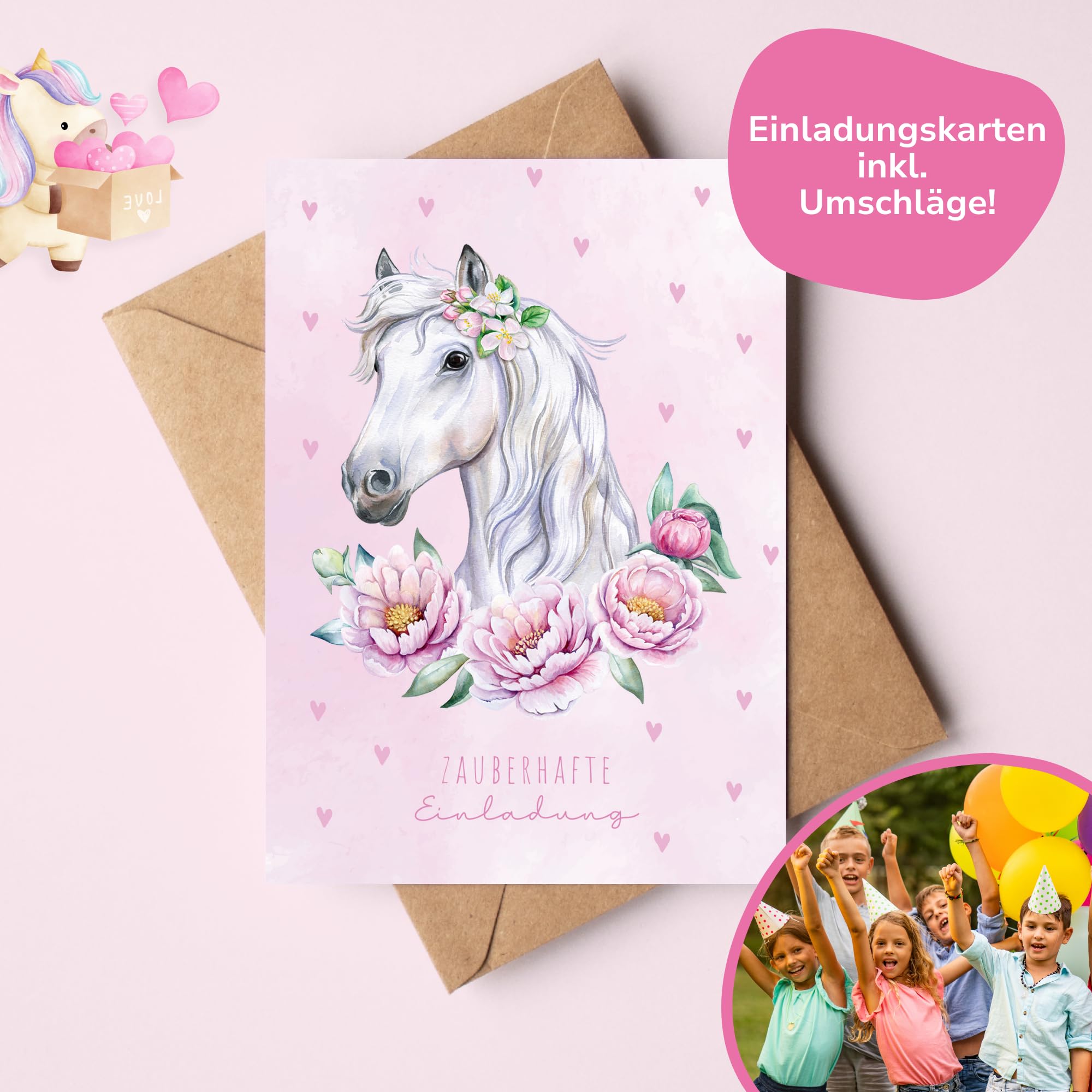 Invitations Anniversaire Cheval Edition Colibri - Lot De 10 Cartes A6 Français - 300g/m²