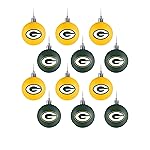 FOCO NFL Green Bay Packers 12 Pack Ball Hanging Tree Holiday Ornament Set12 Pack Ball Hanging Tree Holiday Ornament Set, Team Color, One Size
