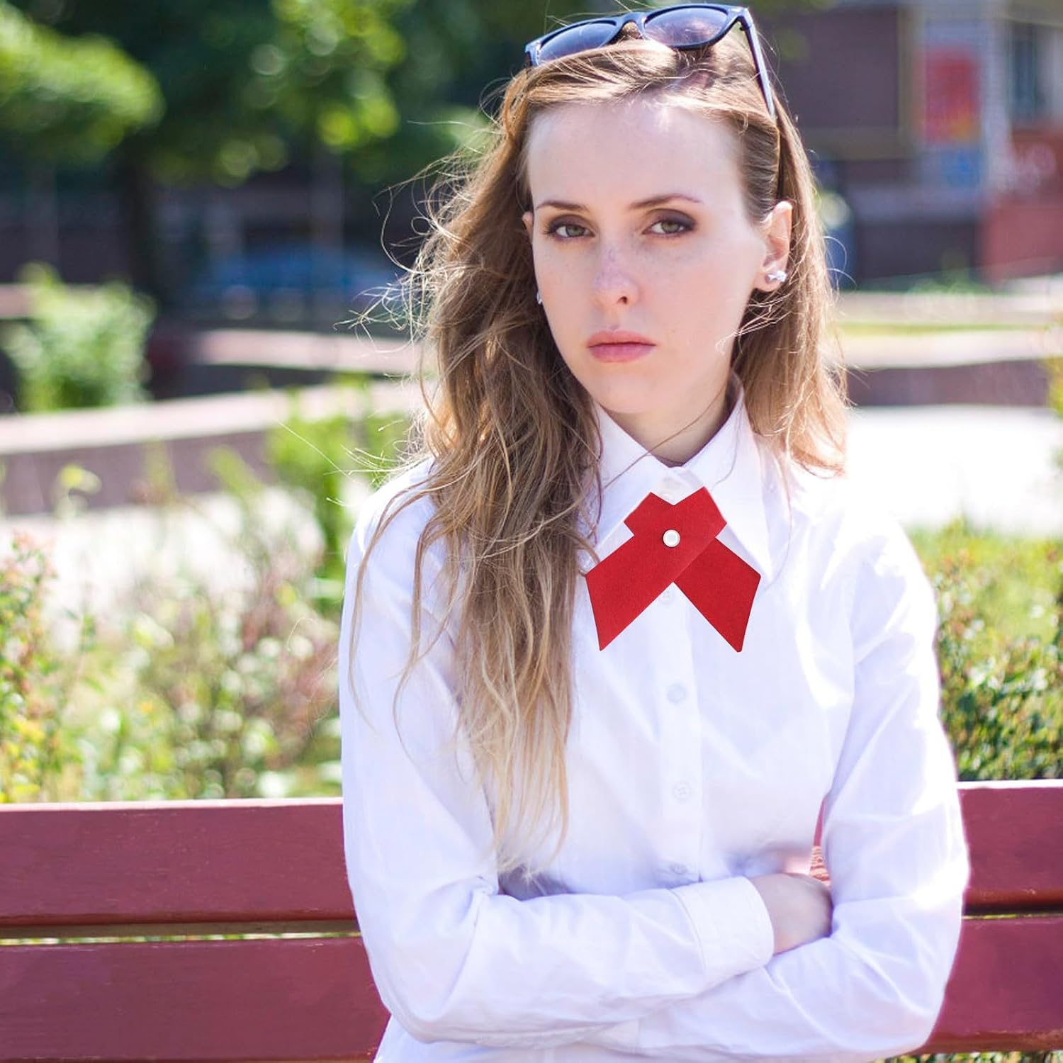 Mantieqingway Tie for Men Women School Uniform Adjustable Criss-Cross Bow tie Solid Color Pre Tied Bowtie for Girls