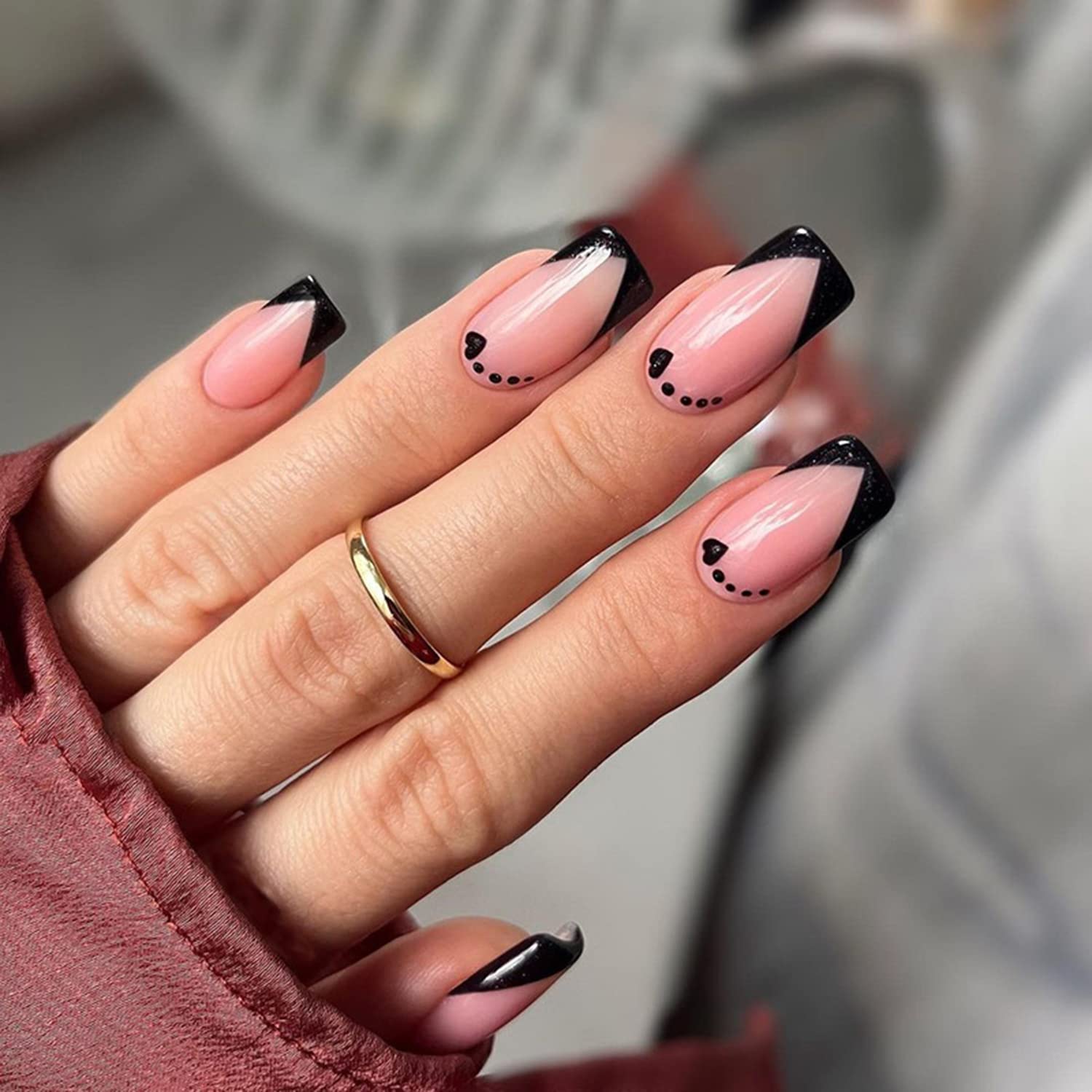 Black Triangle Tip Nails
