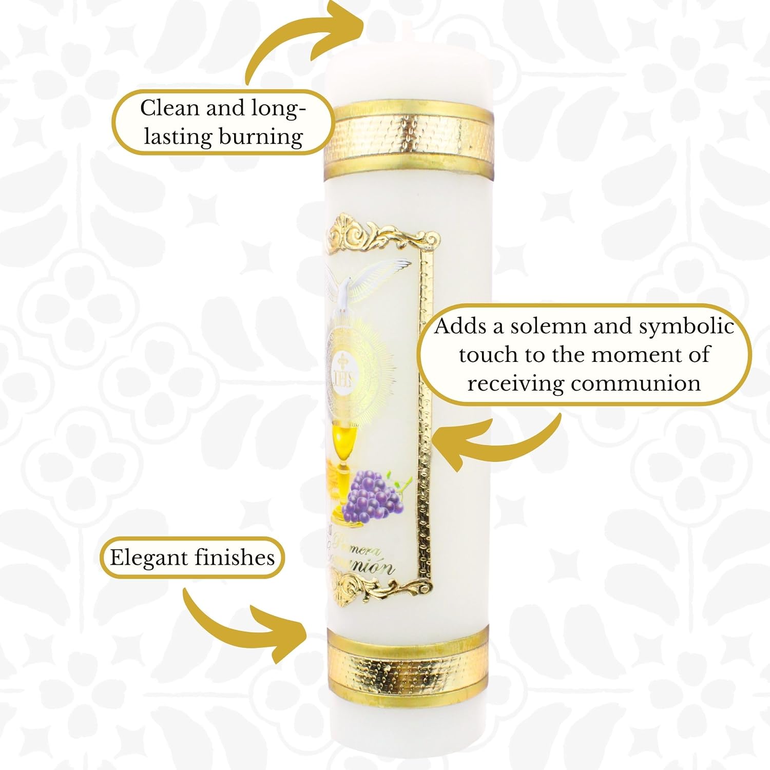 Authenthic First Communion Candle Made by Mexican Artisans at La Villa de Guadalupe | Vela de Primera comunion para niño o niña | Vela para Primera comunion para niña | First Communion Candle Set