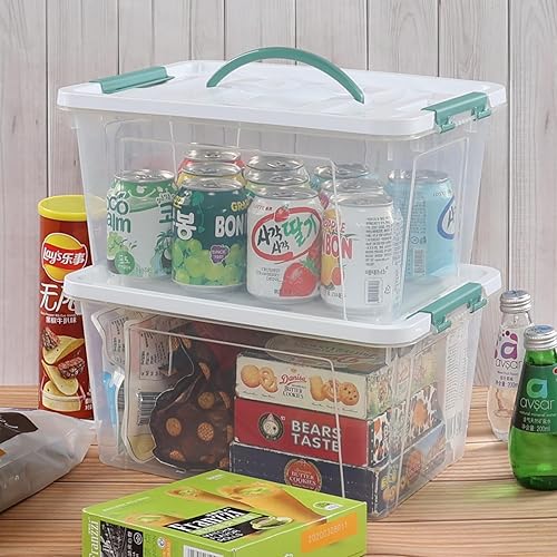 Miniatura 3 de Yuright Paquete de 8 cajas de organización de plástico de 14 cuartos de galón, contenedor de almacenamiento con tapa transparente con asa