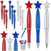 Supervitae 100 Pcs 4th of July Star Pens Bulk, Patriotic Ballpoint Pens for American Celebration, 1mm Black Ink Independence Day Party Favors for Parade, Memorial Day, School Office, Red White Blue