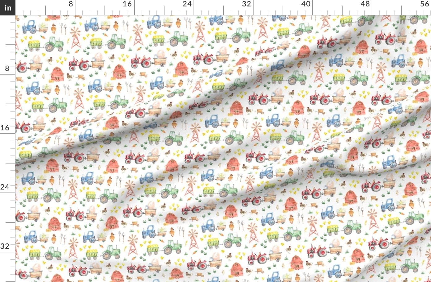 Spoonflower Fabric - Spring Farm Duck Easter Gender Neutral Printed on Organic Cotton Sateen Fabric by The Yard - Sewing Quilting Apparel Home Decor