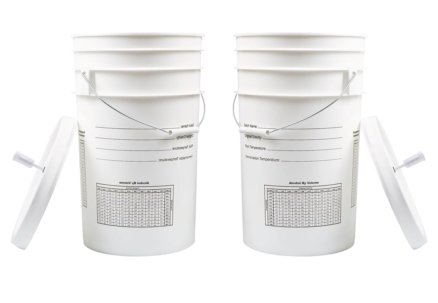 FastRack 2-Pack 6.5 Gallon Fermentation Bucket with Lid & Airlocks | White | BPA-Free Food-Grade HDPE Brew Buckets with Grommeted Lids for Beer, Wine, Mead & Cider