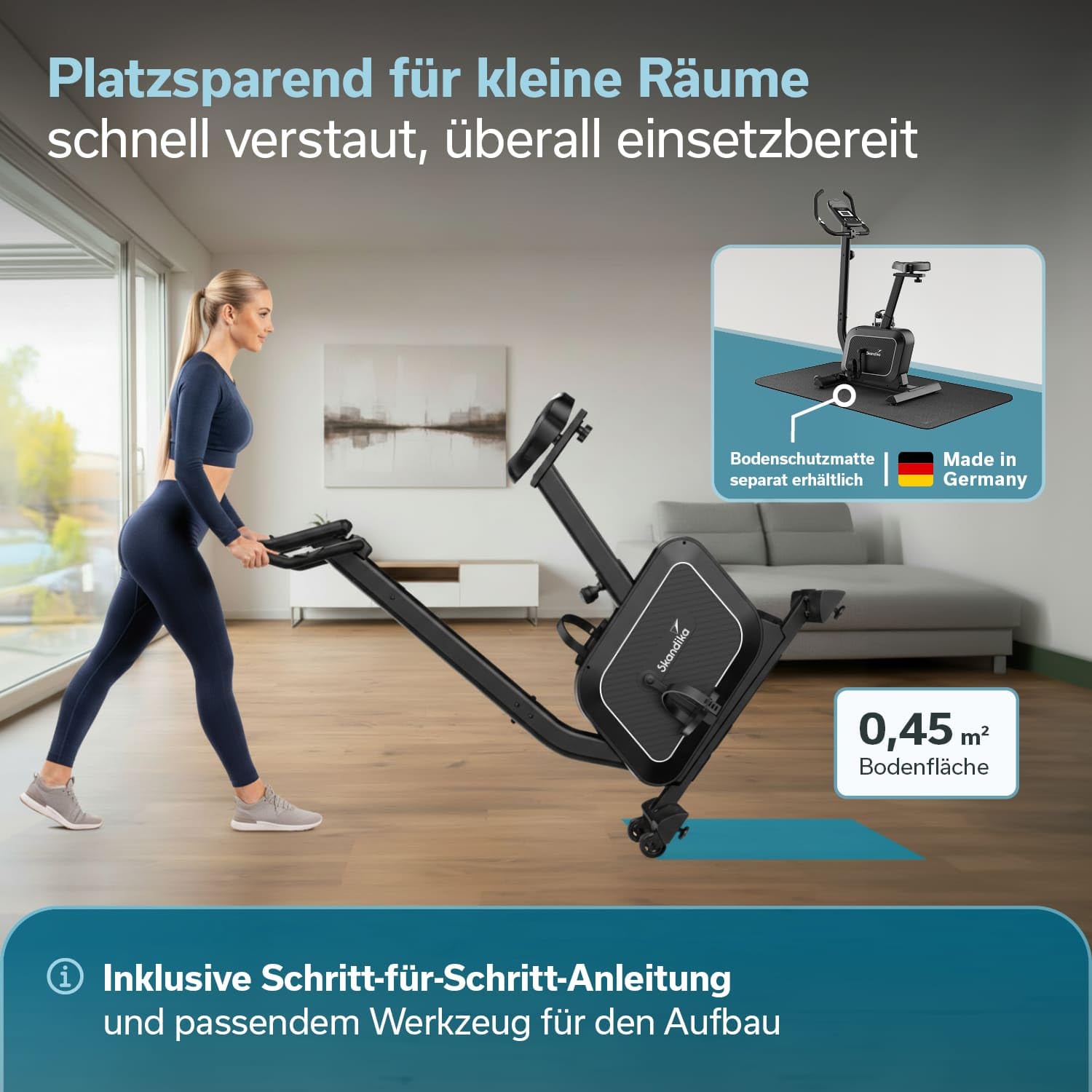 Skandika Cykling P8-HM rower treningowy, 14 poziomów oporu, kompatybilny z aplikacją Kinomap, ręczny czujnik tętna, uchwyt na tablet, rower wewnętrzny do 120 kg