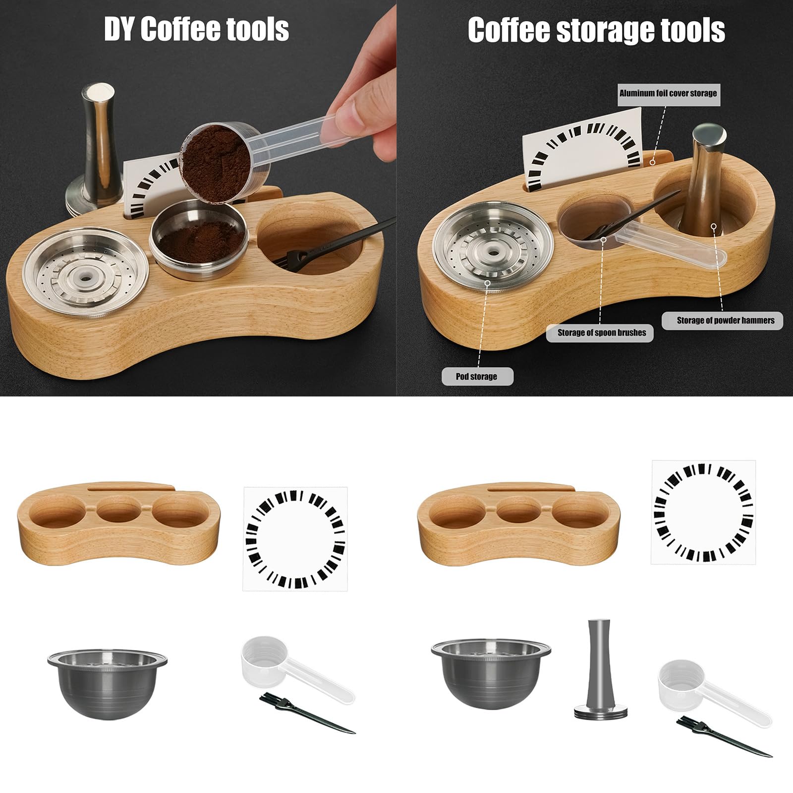Greabuy Base de almacenamiento de cápsulas de café compatibles, organizadores de acero inoxidable, manipulador de polvo para uso eficiente en la encimera