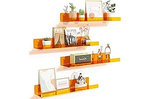 upsimples Modern Bathroom Floating Shelves 4-Pack, Acrylic Wall Storage Shelves, 15 Inch Bookshelves