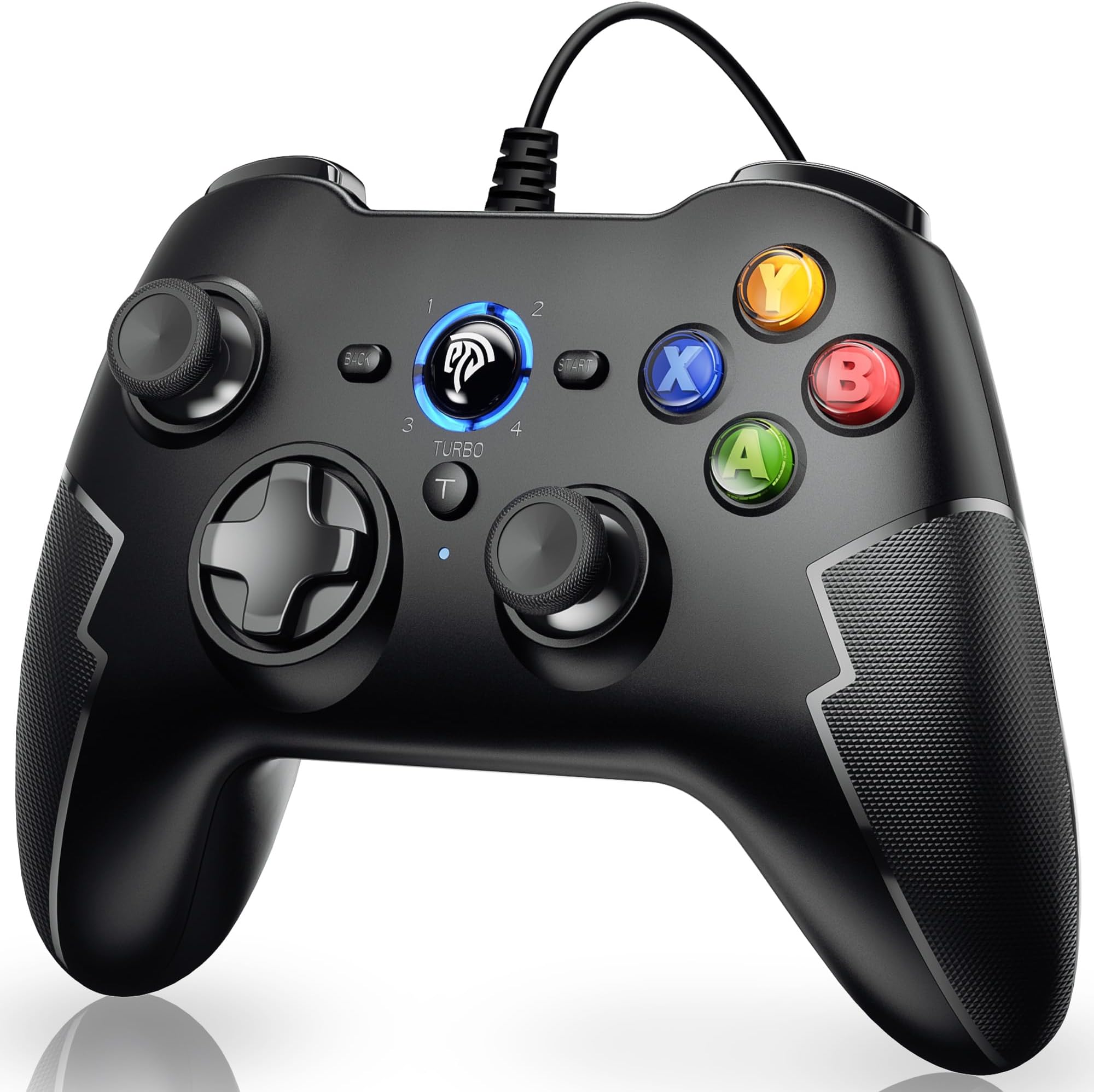 EasySMX 9100Pro Wired Gaming Controller, PC Game Controller Joystick with Hall Effect Triggers, Dual-Vibration and Turbo for Windows PC/Steam/PS3/ Android TV Box/Tesla - Design for Comfort