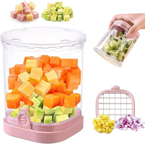 Picador de frutas - Cortador de frutas - Picador de verduras - Picador de frutas y verduras con placa de empuje - Cortador de frutas desmontable -