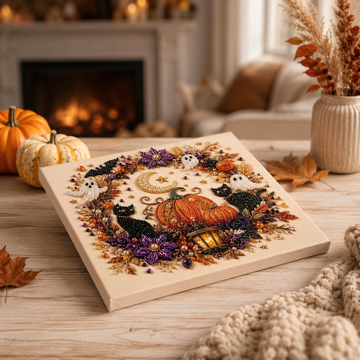 Zestaw mozaiki perłowej na Halloween, duch, DIY, zestaw 3D dla początkujących, zestaw C