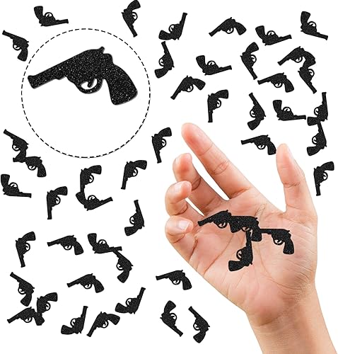 Miniatura 3 de Pistola de confeti con purpurina negra, pistola, dispersión de papel para baby shower, decoración de mesa de feliz cumpleaños, 120 piezas
