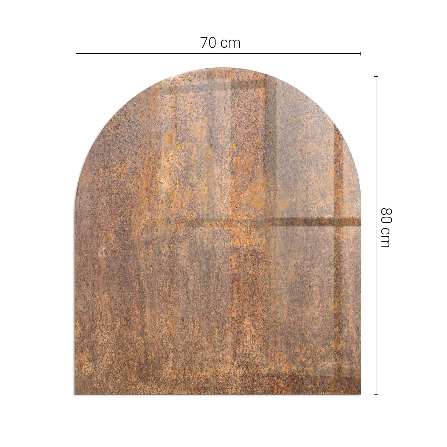 Plaque de Cheminée 80x70 cm Protection Contre Les Étincelles Résistant à la Chaleur Arc Protecteur de Sol Imprimé Texture Rouille
