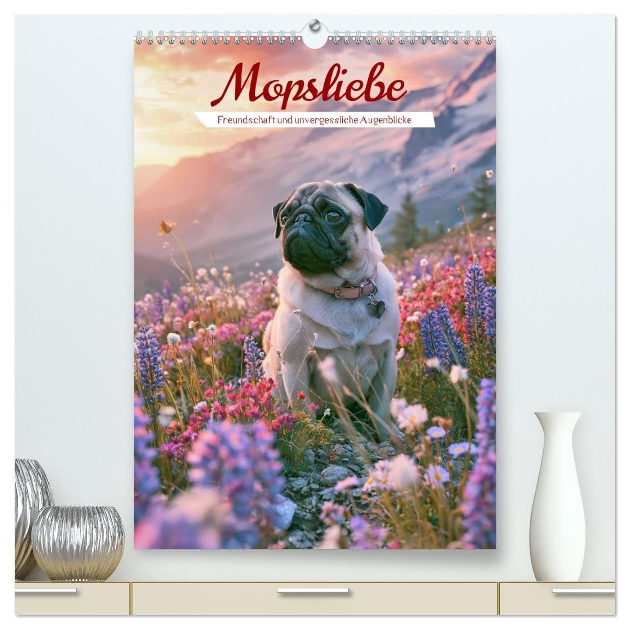 Mopsliebe (hochwertiger Premium Wandkalender 2027 DIN A2 hoch), Kunstdruck in Hochglanz: Dieser hochwertige Mops-Wandkalender begleitet durch das Jahr ... und stilvollen Bildern. (CALVENDO Tiere)