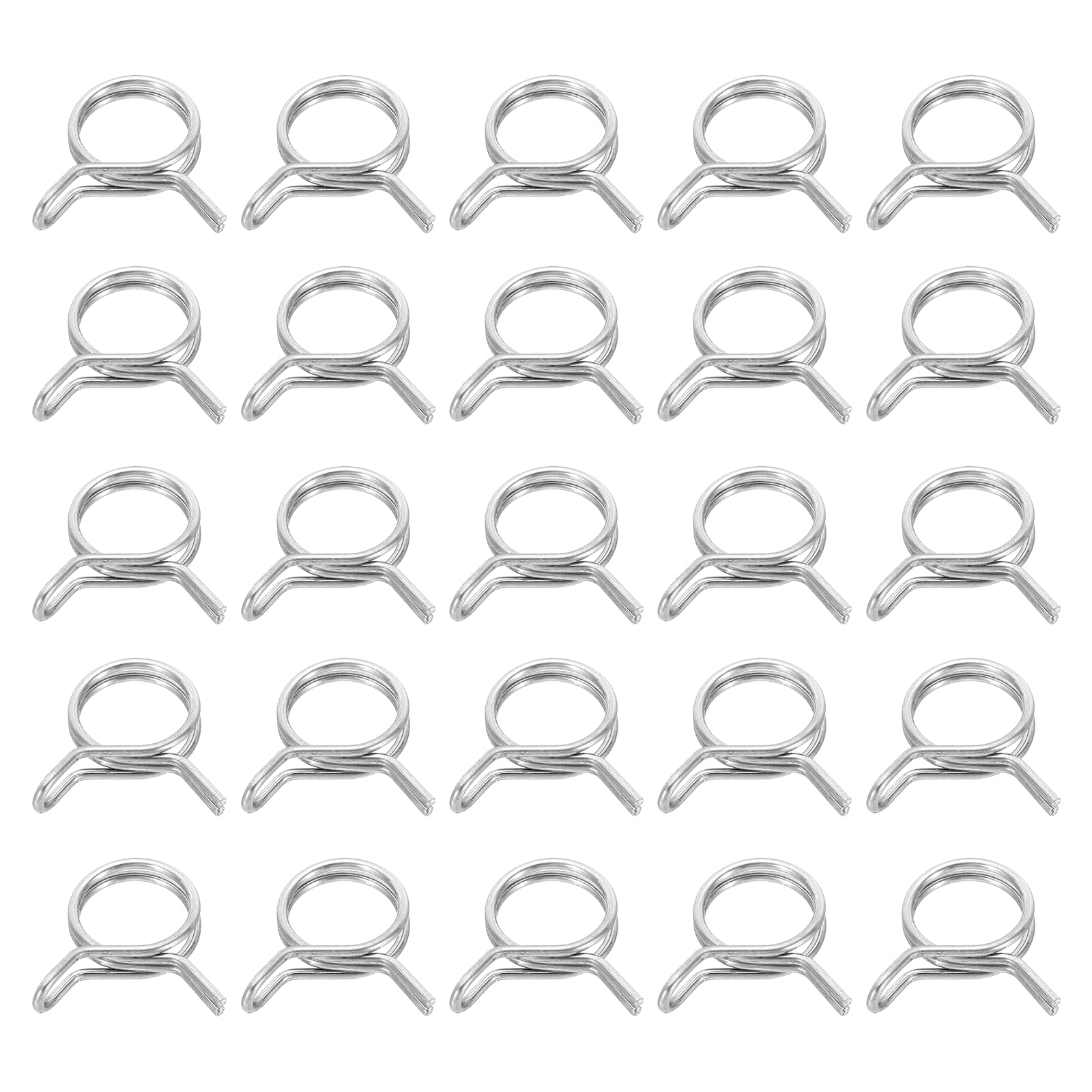 sourcing map Double Wire Fuel Line Hose Clips 20mm ID 20-23.4mm OD, 25Pcs Stainless Steel Tubing Spring Clips Clamps Assortment for Air Hose Tube Water Pipe Motorcycle Scooter ATV, Silver