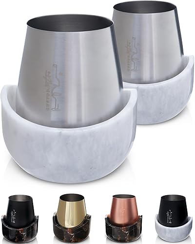 Gusto Nostro White Marble Wine Chiller for Glass and Stainless