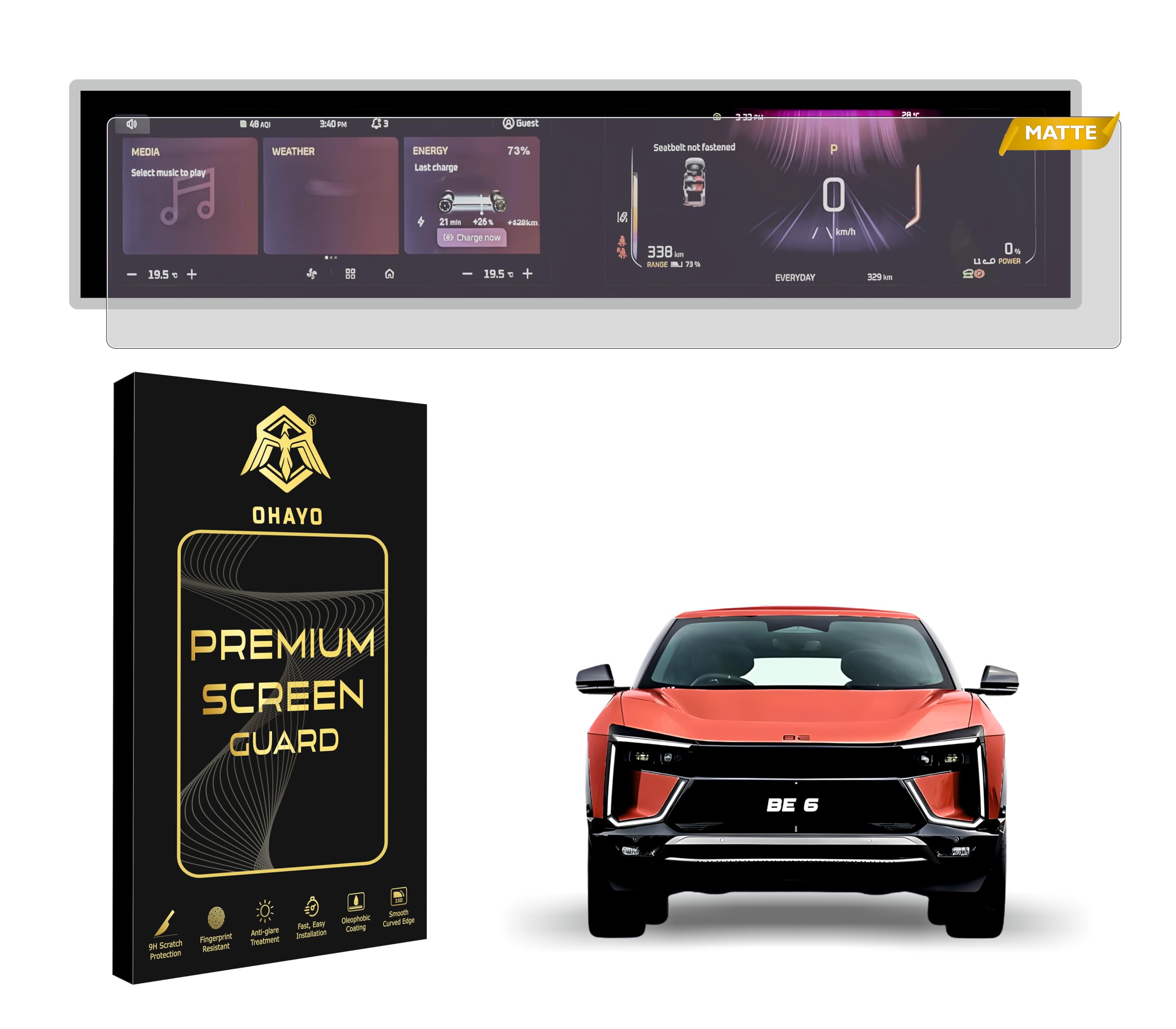 OHAYO Screen Protector for Mahindra BE 6 (Matte) | Infotainment System & Steering Protection Film | Scratch Resistant | HD Clear | Car Accessories (Not Tempered Glass)-image-15