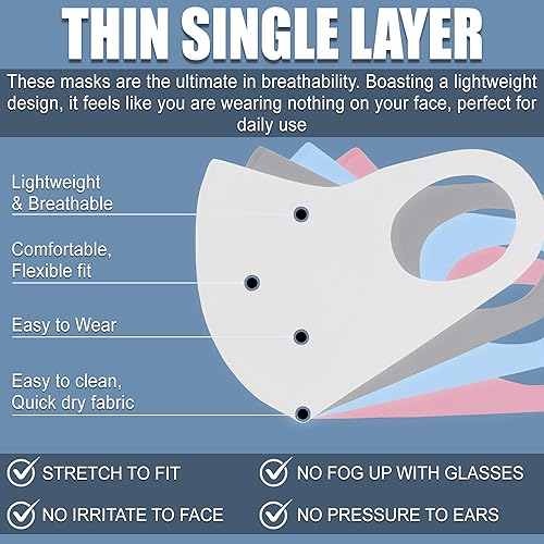 Miniatura 13 de 10 mascarillas negros con cubierta elástica para las orejas, anti-polvo, unisex, lavables, transpirables y reutilizables (adultos)