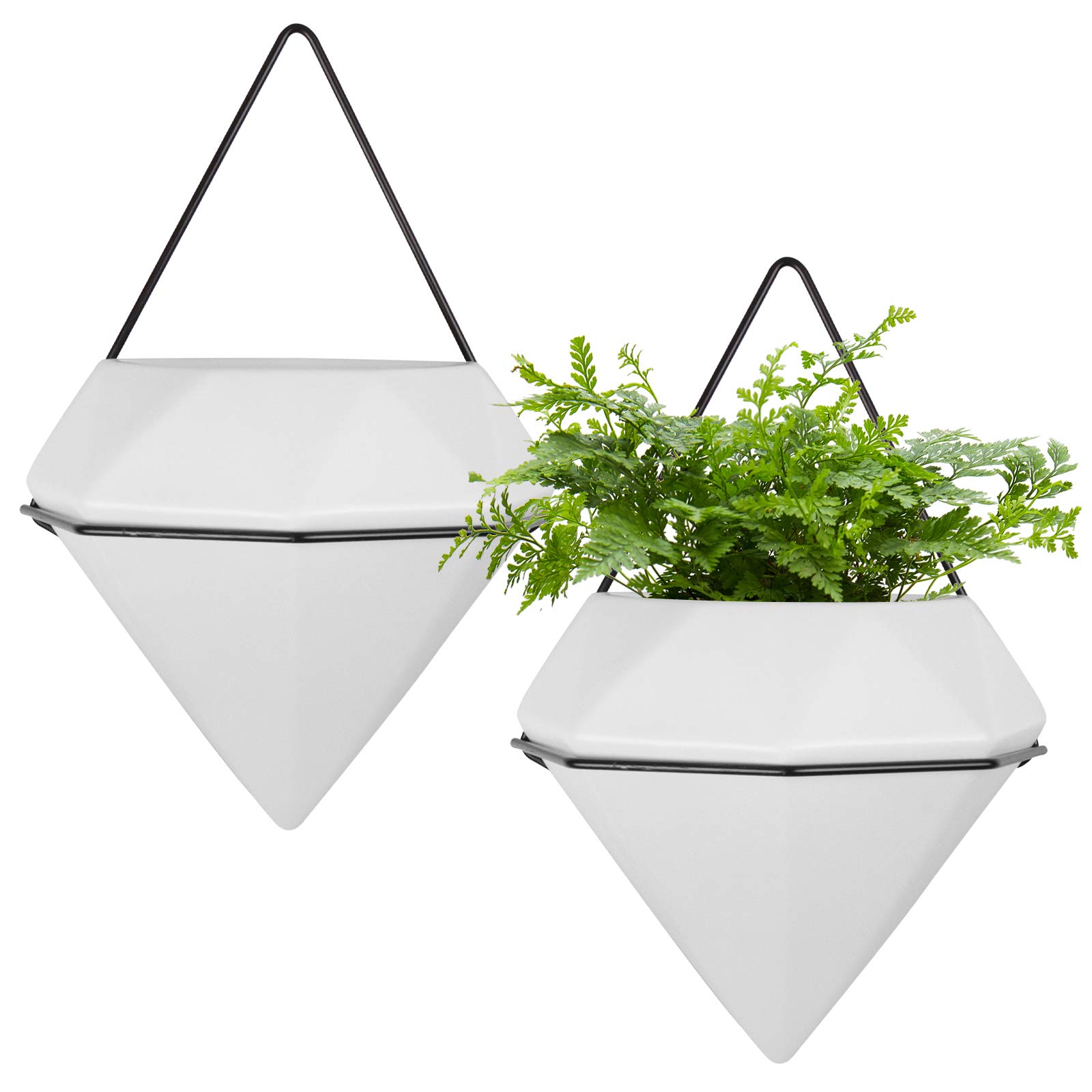 Buy Comrzor Set of 2 Ceramic Hanging er Vase Geometric Wall Decor